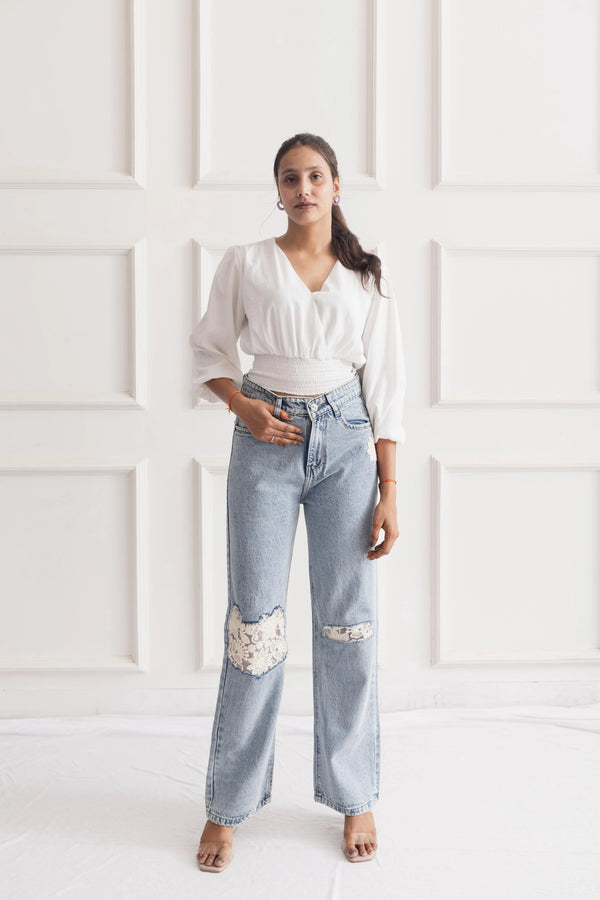 Blushed edge denim